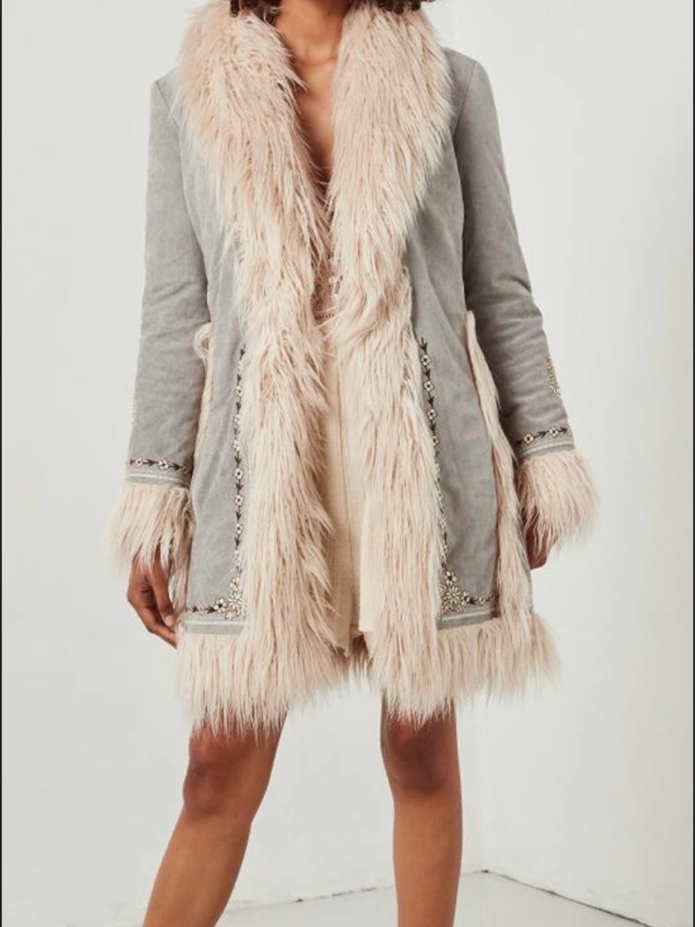 Spell Joplin Jacket Blue Suede Faux Fur - Picture 4 of 13